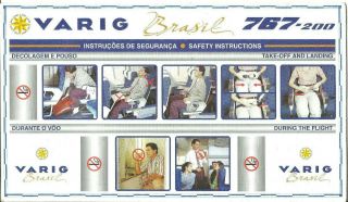 Varig Brasil 767 - 200 Safety Card