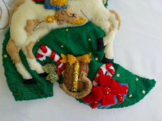 Santa Cowboy Horse Finished Handmade Christmas Stocking Felt Boot Dimensional 5