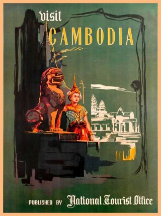 Visit Cambodia Southeast Asia Vintage Asian Travel Advertisement Poster Print