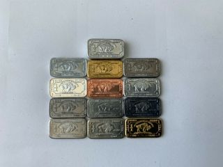 13 X 1 Gram Bullion Bars Inc Silver Titanium Copper Molybdenum Bronze Zinc Iron,