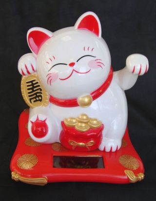 4 " White Japanese Maneki Neko Beckoning Money Good Fortune Waiving Lucky Cat