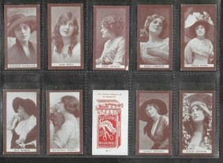 Wills 1909 Scarce (actresses) Full 50 Card Set  Actresses - Purple Long