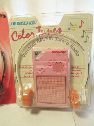 Two Vintage Transistor Radios/ Soundesign Color Tunes & Herr 