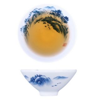 Tea Cup Porcelain Cup Mountain - River Print Handpainted Cup Of Tea 100ml China 05