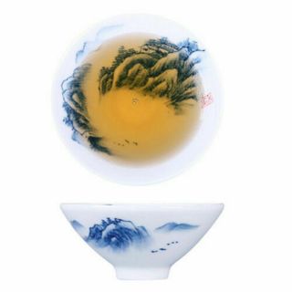 Tea Cup Porcelain Cup Mountain - River Print Handpainted Cup Of Tea 100ml China 06