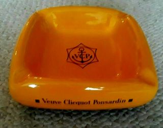 Vintage Veuve Clicquot Ponsardin Champagne Orange Ceramic Ashtray France