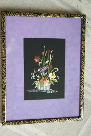 Hmong Hand Embroidery Flower Bouquet Art Custom Framed Artist Needlework