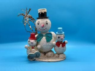 Vintage Cardboard Snowman Family Japan