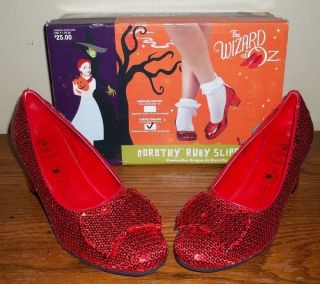 The Wizard Of Oz Dorothy Ruby Slippers Halloween Costume Shoes 9/10 W/box Lqqk