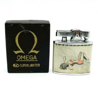 Vintage Omega Lighter Pin Up Girls 2 Sided