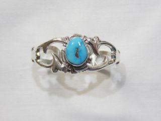 Francis L Begay Navajo Sterling Silver Cuff Bracelet W/ Blue Turquoise Stone