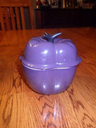 Le Creuset Mini Bell Pepper Purple Ceramic Casserole Roaster 4 " Cond