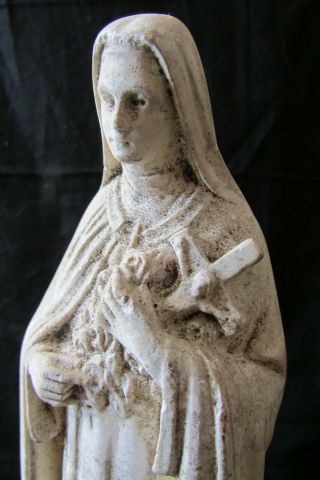 Vintage French Plaster Chalkware Statue Thérèse De Lisieux 9 " C1920s
