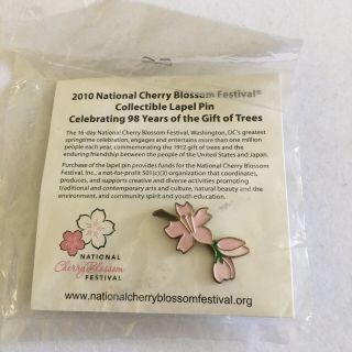 National Cherry Blossom Festival Collectible Lapel Pin 2010 Nos Pink Flower