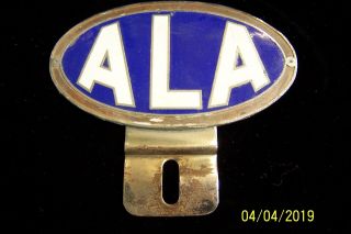 Vintage Porcelain Automobile License Plate Topper Ala Emblem
