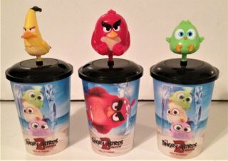Angry Birds 2 Movie Theater Exclusive Bobble Head Cup Topper Set