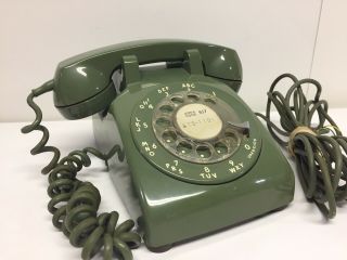 Vintage Avocado Green Rotary Dial Telephone Western Electric Bell System