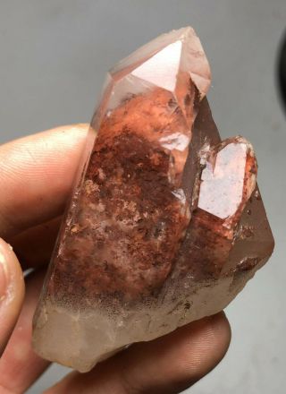 69g Rare Natural Red Ghost Quartz Crystal Cluster Specimen F737