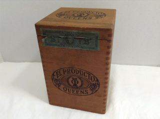 Vintage El Producto Queens Wooden Cigar Box With Dovetail Joints,  Colorful Label