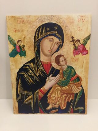 Our Lady Of Perpetual Help Image On Wood Catholic