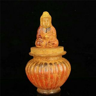 Collect Old Buddhism Temple Crystal Carved Buddha Sharipu Relic Pot Sarira Relic