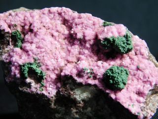 A 100 Natural Cobalto Calcite Crystal Cluster With Malachite The Congo 157gr E