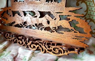Rare & Unique Antique French Handcrafted Fretwork Horse Racing Themed Pipe Rack