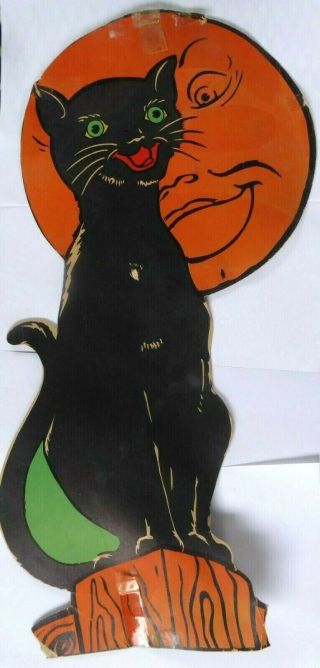 Vintage Beistle Halloween Black Cat Die Cut Large 20 Inch Old Rare