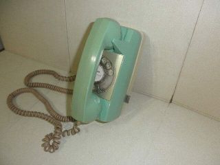 Vintage Teal Green Automatic Electric Gte Rotary Dial Phone Wall Mount