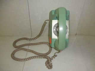 Vintage Teal Green Automatic Electric GTE Rotary Dial Phone Wall Mount 2