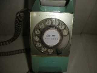 Vintage Teal Green Automatic Electric GTE Rotary Dial Phone Wall Mount 4