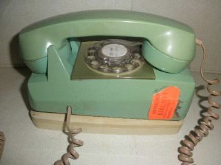 Vintage Teal Green Automatic Electric GTE Rotary Dial Phone Wall Mount 5
