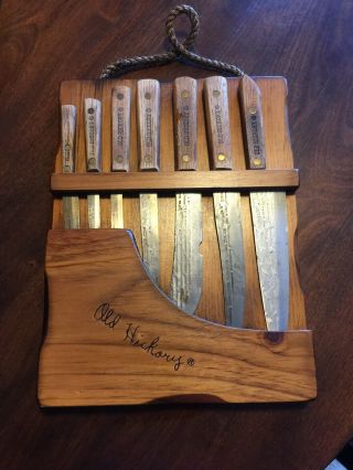 Vintage Old Hickory Knife Set With Hanging Block
