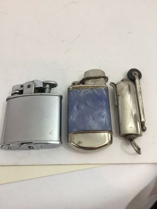 3 Vintage Pocket Lighters - Ronson Delight Standard,  Celluloid Wrap Germany,