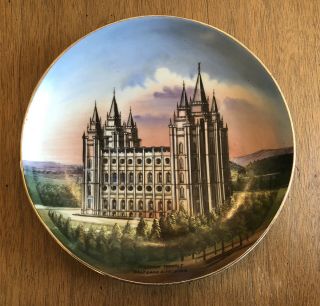 Antique Souvenir Plate Mormon Lds Temple In Salt Lake City Utah 8 "