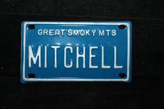 Vintage 1970s Tn Bicycle License Plate Great Smoky Mountains Mts Mitchell