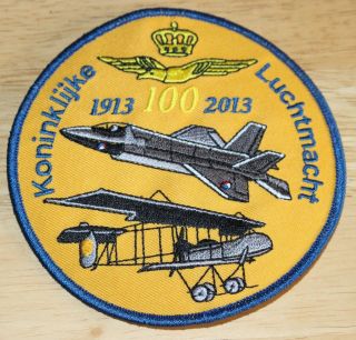 2013 Klu Netherlands Air Force 100th Anniversary Lockheed F - 35 Fabric Patch