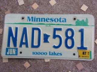 Vintage License Plate Sign Tag 1987 Minnesota Lake Trees Canoe Graphic Color