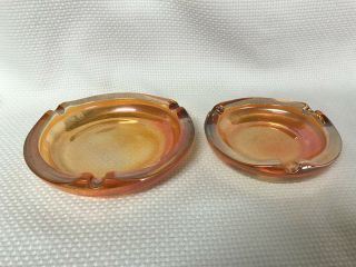 Vintage Antique Glass Round Dish Ashtray Marigold Carnival Glass Nesting Set