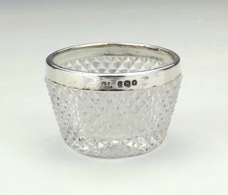 Antique Textured Glass Match Vesta Striker Bowl - With Silver Rim