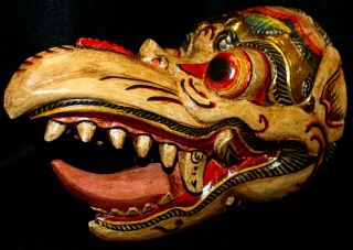 Balinese Garuda Eagle Mask Topeng Carved Wood Bali Wall Art Indonesia White