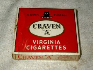 A Vintage Full Craven A Virginia Cork Tipped 20 Cigarette Packet
