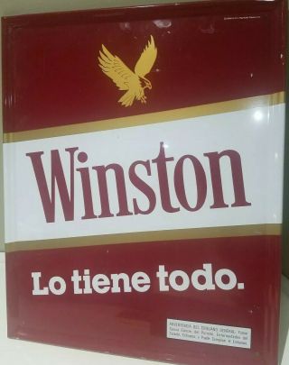 Rare Vintage Winston Large Tin Cigarette Advertising Spanish Sign Display Store