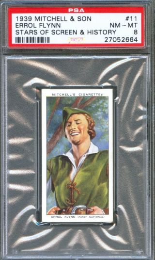 1939 Mitchell Stars Of Screen & History Card 11 Errol Flynn Robin Hood Psa 8
