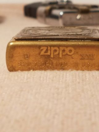 Charming Old Collectible Indian Head XVI Brass Zippo Lighter Made in USA 3