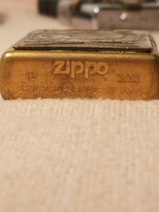 Charming Old Collectible Indian Head XVI Brass Zippo Lighter Made in USA 4