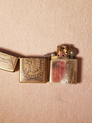 Charming Old Collectible Indian Head XVI Brass Zippo Lighter Made in USA 5