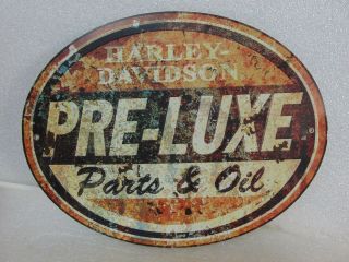 Rare Harley Davidson Motorcycles Pre - Lux Parts & Oil Advertising Sign $9.  95 Nr