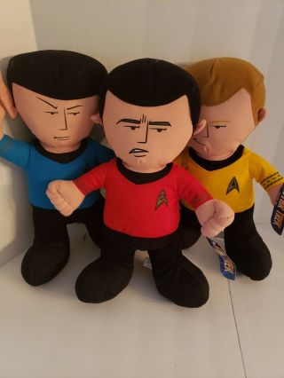 Star Trek 13 " Plush Stuffed Dolls By Toy Factory 3 Piece Set Kirk Scotty Spock