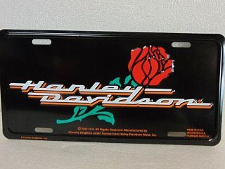 Vintage Harley Davidson Red Rose License Plate Advertising Sign $9.  95